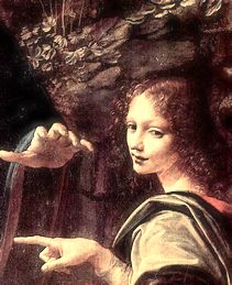 Erzengel Uriel Ausschnitt "Maria in der Grotte" von Leonardo da Vinci